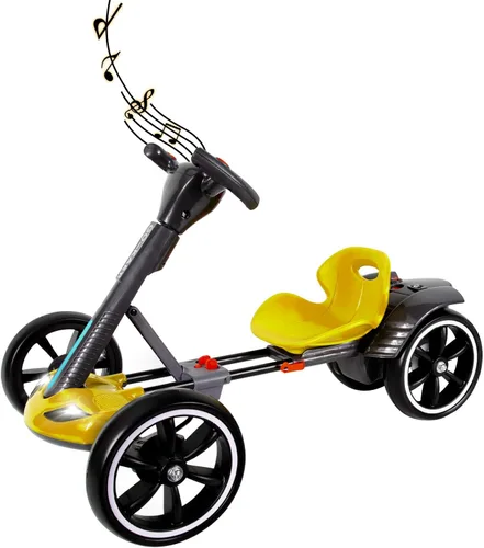 HEYTEN Go Kart eléctrico para niños (3-6 años), Go Kart plegable de 4 ruedas con motor 390, resistencia 3H, 3.73 mph, asiento ajustable, función