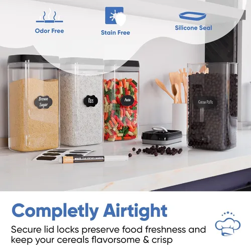 Miniatura 3 de Chef's Path - Juego de 6 recipientes herméticos de almacenamiento de alimentos con tapas mejoradas, 1L, recipientes transparentes para cocina
