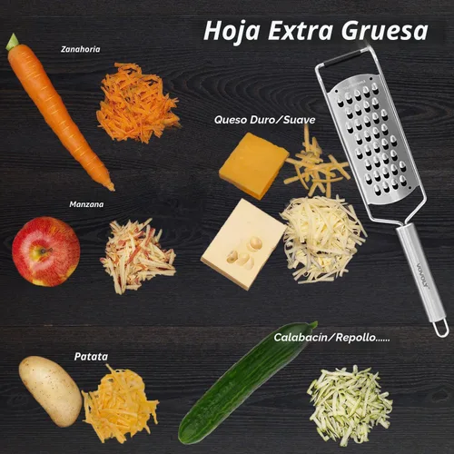 Miniatura 7 de Vovoly Juego de 4 Piezas Rallador Zester Pro Set, Rallador de Queso con Cuchilla de Acero Inoxidable Súper Afilada, Fino/Grueso/Extra