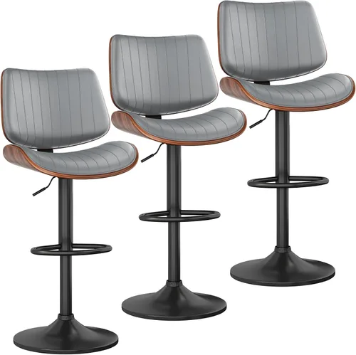 Miniatura 25 de YaFiti Adjustable Bar Stools, Modern Swivel PU Leather Counter Height Chairs with Backrest, Armless Kitchen Island Stools, Black 1 PCS