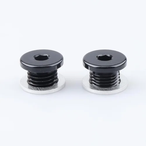 Miniatura 6 de AC PERFORMANCE Enchufe de puerto métrico de aluminio M10 x 1.0 negro de perfil bajo con tapón hexagonal y arandela de aluminio