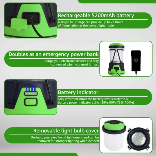 Miniatura 4 de Linterna LED recargable para campamento, cortes de energía, huracanes, emergencias, senderismo, exteriores, luz de supervivencia eléctrica brillante