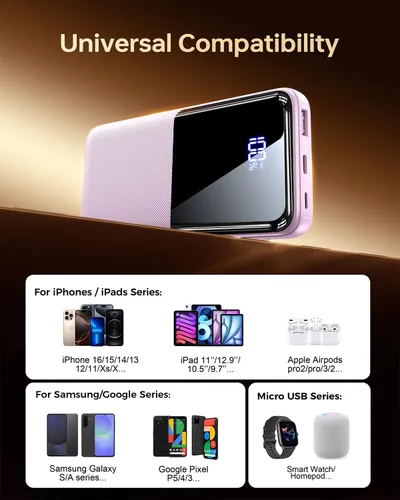 Miniatura 7 de CFIAI Cargador portátil de batería, 50% más de capacidad, batería de 15000 mAh con cable integrado, carga rápida de 22.5 W, para viajes, camping