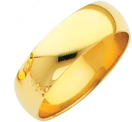 Miniatura 3 de Alianza de boda lisa de 0.236 in de oro amarillo o blanco de 14 quilates