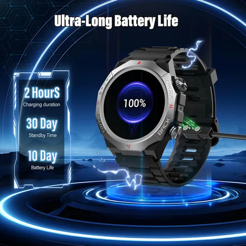 Miniatura 7 de Relojes inteligentes militares para hombres (respuestahacer llamadas), reloj de fitness HD de 1.39 pulgadas, monitor de sueño de frecuencia cardíaca