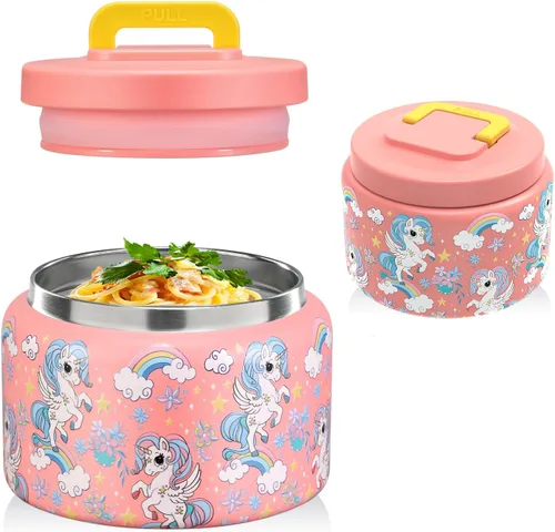 Miniatura 15 de JXXM Tarro térmico de 8 onzas para alimentos fríos y calientes para niños, recipientes aislados para el almuerzo, tarro de comida caliente, a prueba