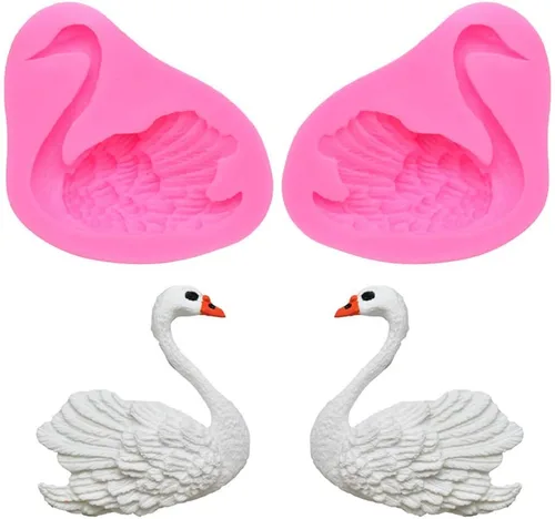 Paquete de 2 moldes de silicona para fondant de cisne, chocolate, caramelo, azúcar, manualidades, goma de mascar, herramientas de decoración de