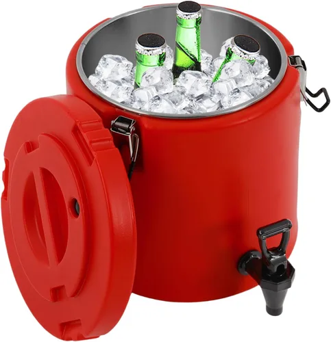 Dispensador de bebidas aislado, de acero inoxidable, térmico para café frío y caliente, agua, dispensador de bebidas con grifo para hielo, fiesta,