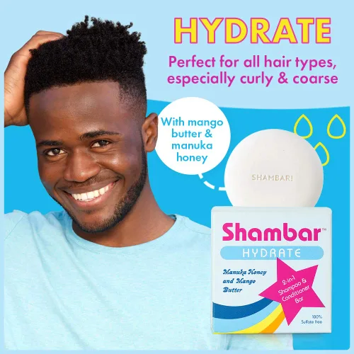 Miniatura 3 de Shambar HYDRATE - Barra de champú y acondicionador natural Lavado de cabello sólido con miel de manuka y mango Barra de champú segura sin