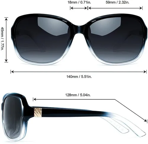 Miniatura 4 de SIPHEW - Gafas de sol polarizadas para mujer, gafas de sol cuadradas clásicas para mujer con protección UV