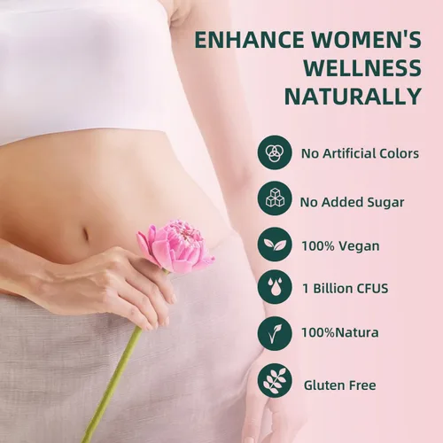 Miniatura 3 de Gomitas para Mujeres para Equilibrio del pH, Probiótico Premium para la Salud Femenina Vaginal, Apoyo Inmunológico, Vegano, Sin Gluten, Sabor a Piña