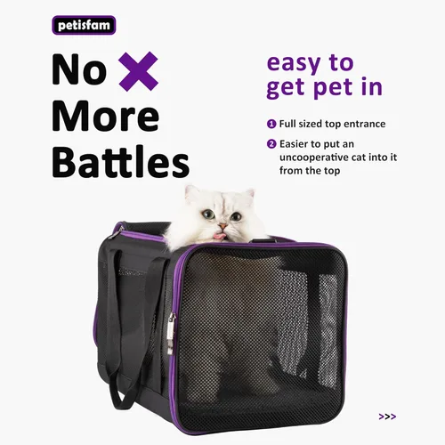 Miniatura 2 de Transportador suave para mascotas para gatos grandes y medianos, 2 gatitos, perros pequeños. Fácil de meter al gato, ideal para gatos a los que