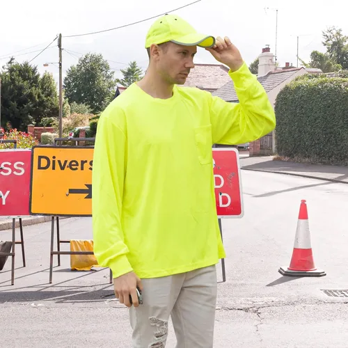 Miniatura 2 de A-SAFETY Playera de manga larga de seguridad de alta visibilidad, personalizable con logotipo (XS-6XL)