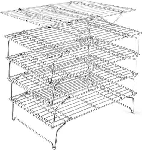 Miniatura 8 de E-far Estante de enfriamiento de 4 niveles, estante de enfriamiento de alambre apilable de acero inoxidable de 15 x 10.1 pulgadas para hornear