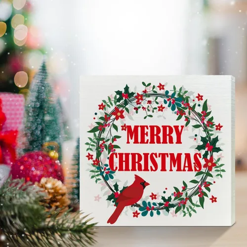 Miniatura 5 de Letrero de madera para decoración navideña, decoración de mesa cardenal de Navidad, decoración de Navidad, cocina, sala de estar, hogar, casa