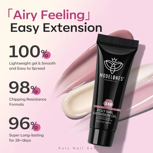 Miniatura 6 de Modelones - Juego de gel de extensión de uñas de polietileno, kit de gel de 12 colores con tonos rosa brillante y desnudo, para manicura francesa