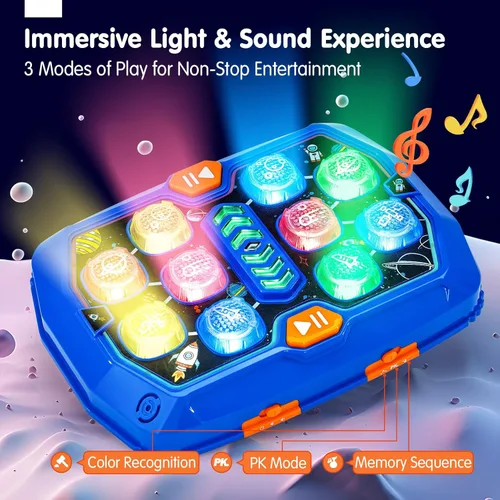 Miniatura 3 de hahaland Juguetes para edades de 5 a 7 años – Juego interactivo Whack A con sonido y tallo de luz Montessori juguete para niños de 3, 4, 5, 6, 7