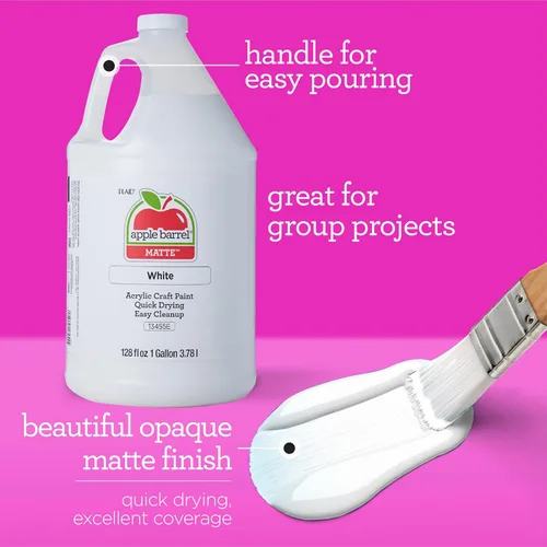 Miniatura 7 de Apple Barrel Un galón (128 onzas líquidas) de pintura acrílica blanca, acabado mate para pintura, dibujo y suministros de arte, pintura acrílica