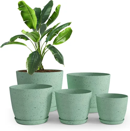 Miniatura 19 de Utopia Home - Macetas de Interior con Drenaje - Macetas de Flores de 7/6.6/6/5.3/4.8 Pulgadas para Plantas de Interior - Juego de 5 Macetas