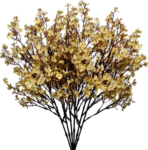 Miniatura 16 de Mandy's 6 paquetes de flores artificiales de aliento de bebé beige marrón 18.5 Inch Silk Gypsophila European Style Modern Home Decor Centerpiece