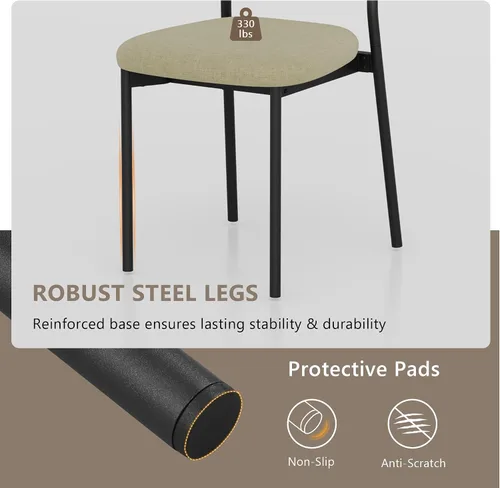 Miniatura 6 de Einhomn Juego de sillas de comedor tapizadas, modernas sillas de comedor apilables con respaldo de terciopelo suave, sillas de cocina con patas
