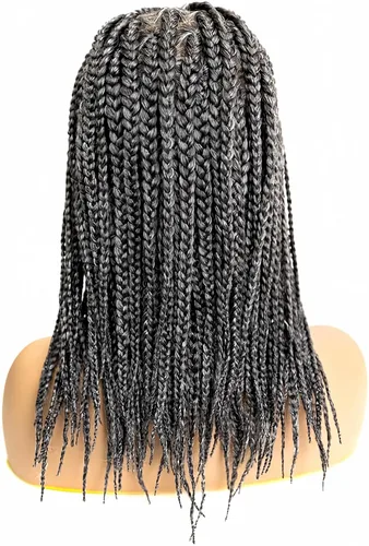 Miniatura 16 de PIB Peluca de encaje completo individual de 12 pulgadas, diseño de Passion Twist con raya cuadrada, pelucas trenzadas sin nudos para mujeres negras