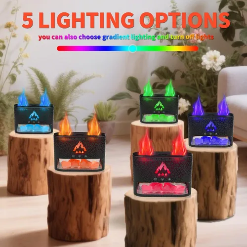 Miniatura 5 de BOHOFAM Difusor de Aceite Esencial con Lámpara de Sal del Himalaya, Difusor/Humidificador de Aroma de Doble Llama/Medusa 2 Modos, Luces Coloridas, 4