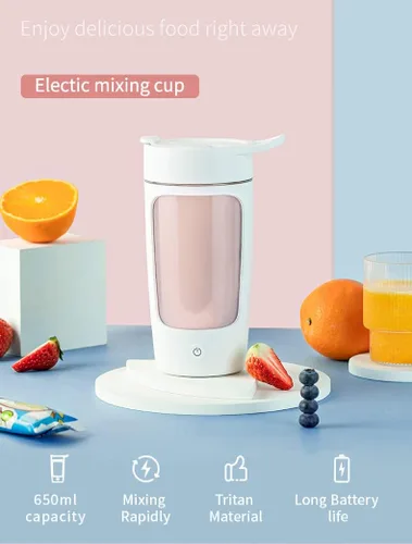 Miniatura 2 de Botella mezcladora eléctrica de proteínas, Tritan Sin BPA Botellas de licuadora de 22 onzas mezcladoras portátiles de vórtice recargable, taza