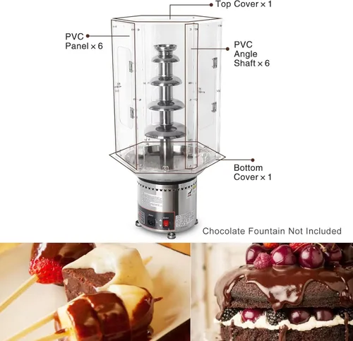 Miniatura 5 de Cubierta de fondue de chocolate comercial, cubierta grande de 4 a 7 niveles, cubierta de máquina de cascada de chocolate, cubierta de torre