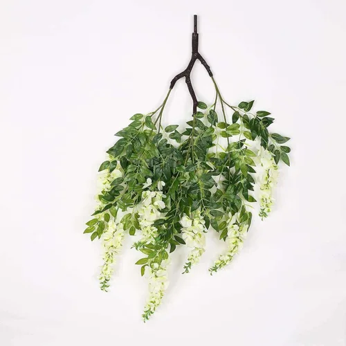 Miniatura 6 de Efavormart 140 cm Crema Artificial de Seda Glicinia Vid Colgante Dosel Redondo, Guirnalda de Flor Candelabro con Ramas Intercambiables