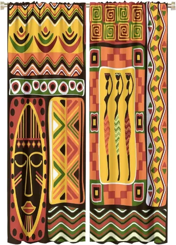 Miniatura 15 de BAEKJIN Cortinas opacas africanas, color blanco y negro, abstracto, geométrico, africano, tribal, escritura, étnico, para hombres, niños