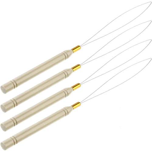 Miniatura 4 de Chinco Paquete de 10 herramientas de gancho de madera para extensión de cabello, herramienta de gancho para tirar y dispositivo de cuentas