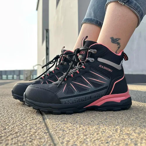 Miniatura 5 de JIASHIBO Botas de trabajo con punta de acero para mujer, calzado protector multifuncional, antideslizante, resistente a pinchazos, absorción
