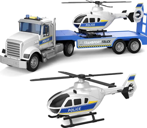 Miniatura 9 de DOWELLIN Vehículo transportador de juguetes para niños, incluye auto transportador y camión bulldózer, juguete de autos, regalo de cumpleaños
