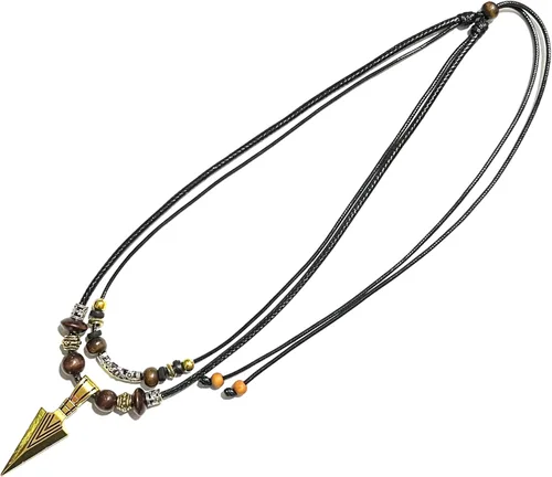 Miniatura 17 de Collar de doble capa con colgante de acero inoxidable para hombre, collar de cadena con colgante de punta de lanza fresca
