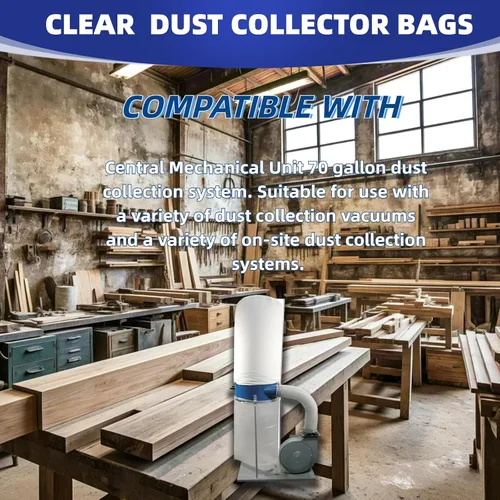 Miniatura 2 de 709563 Bolsas colectoras de polvo de plástico transparente, paquete de 6 Para JET Lower Dust Collection DC-1100VX, DC-1200VX Central Machinery