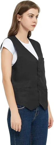 Miniatura 4 de TOPTIE Chaleco unisex con botones para uniforme de trabajo