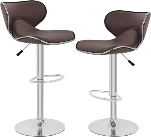 Miniatura 9 de PayLessHere Taburetes de bar taburetes de mostrador con altura ajustable giratorias, respaldo de piel sintética, juego de 2 sillas de comedor