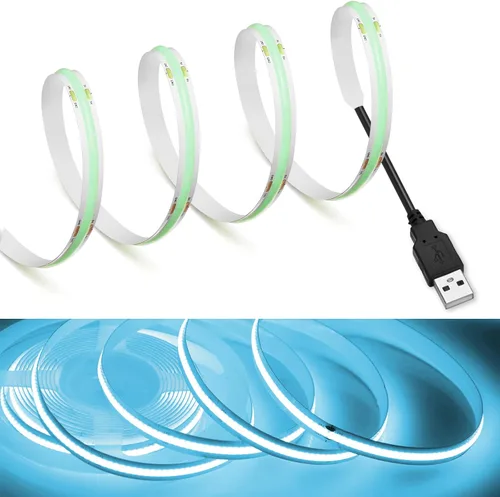 Miniatura 23 de MDee】Tira de luces LED COB de 3000K blanco cálido 1.64 pies/0.5m 5V cinta de luces LED flexibles CRI 90+ 800LM/m 320LEDs/m para decoración