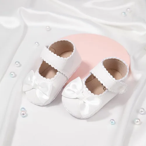 Miniatura 5 de ohsofy Zapatos planos antideslizantes con lazo para niñas y bebés, zapatos de vestir para boda, zapatos de cuna para bebés y niñas pequeñas