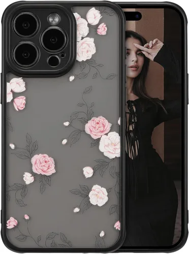 Miniatura 9 de XIZYO Funda para iPhone 14 Pro Max de 6.7 pulgadas, diseño de estampado floral con patrón de rosas delgadas para niñas y mujeres, translúcido mate