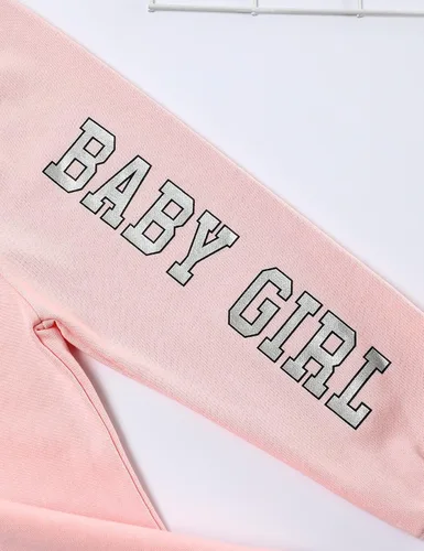 Miniatura 6 de Menglang Conjunto de sudadera corta con capucha y pantalones para niña pequeña para otoño e invierno