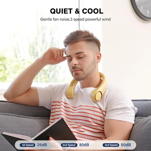 Miniatura 6 de Morelax Neck Fan, USB Rechargeable Personal Fan,Hand Free Bladeless Portable Fans,4000 mAh, 3 Speeds,72 Air Faster softer 360° Cooling, Gift