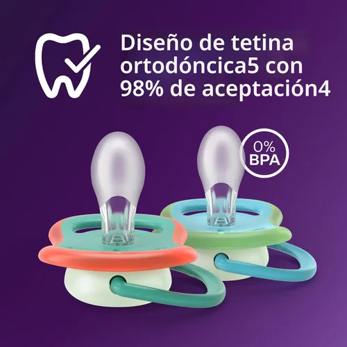 Miniatura 3 de Philips Avent Ultra Air - Chupetes nocturnos con diseño ortodóntico, para bebés de 6 a 18 meses, brillan en la oscuridad, pezón simétrico de Verde