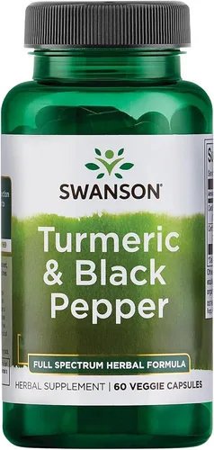Swanson Suplemento orgánico de salud articular de cúrcuma y pimienta negra para adultos activos que buscan apoyo antiinflamatorio con