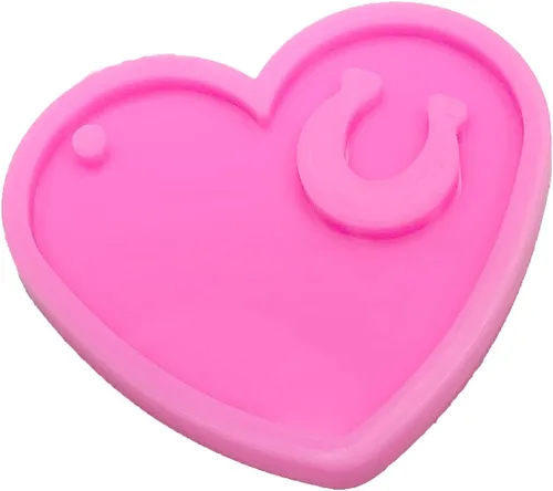 Miniatura 4 de Moldes de silicona con forma de corazón y herradura brillante brillante para manualidades, llavero de bricolaje, molde de arcilla polimérica