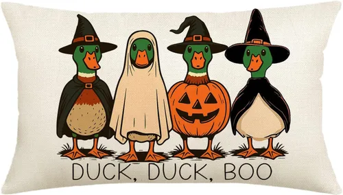 Miniatura 11 de Funda de almohada de Halloween de 12 x 20 pulgadas con temática otoñal de Just a Spooky Goose en disfraces de Halloween, lindas almohadas