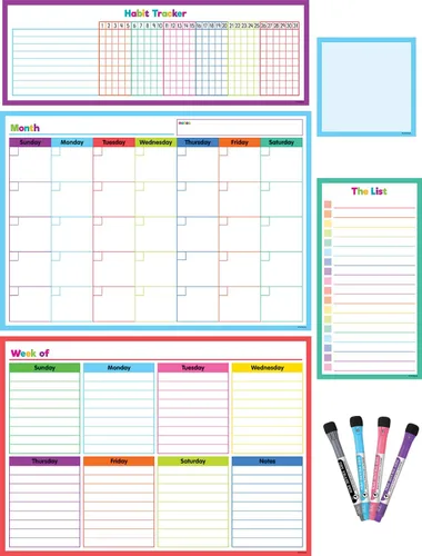 Miniatura 4 de Juego de calendario magnético de borrado en seco en blanco y negro