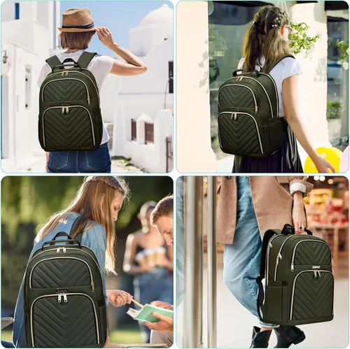 Miniatura 7 de Mochila de viaje para laptop, mochila escolar para adolescentes, niñas, niños, mochila universitaria acolchada grande de 15.6 pulgadas para mujeres