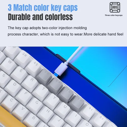 Miniatura 3 de Jectse Teclado RGB para juegos, 60% teclado mecánico con cable con interruptor azul, computadora ergonómica para computadora portátil